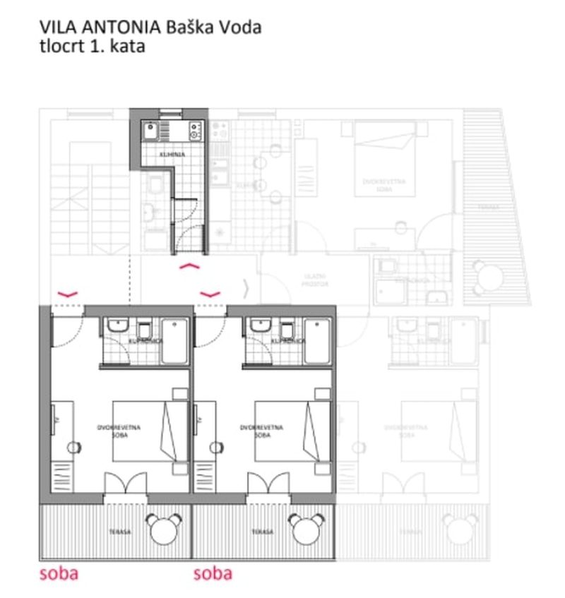 Tlocrt soba (1. kat)