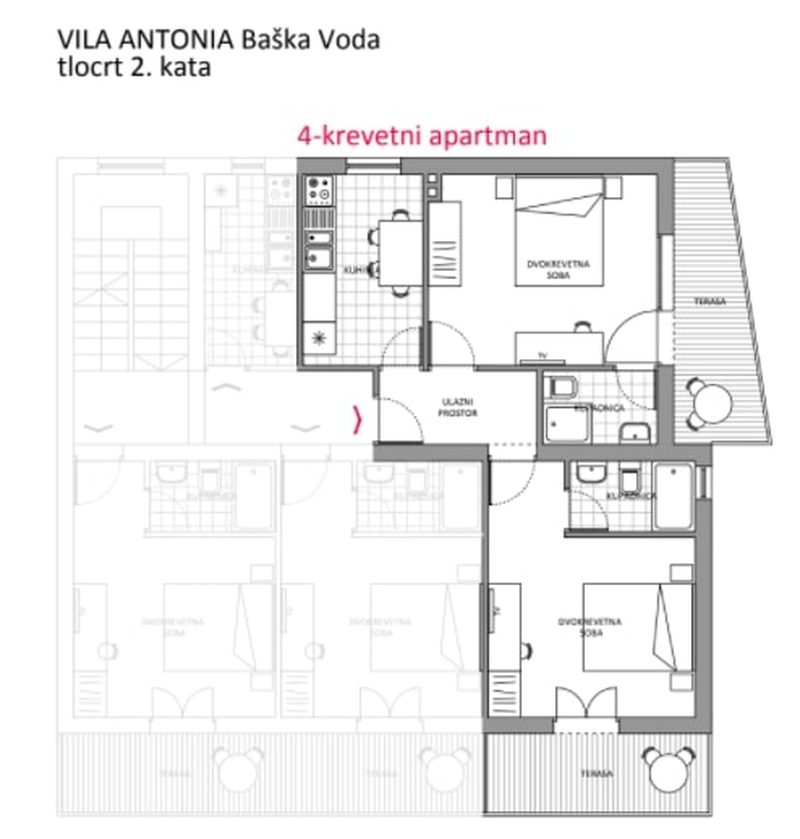 Tlocrt Apartmana 4+2